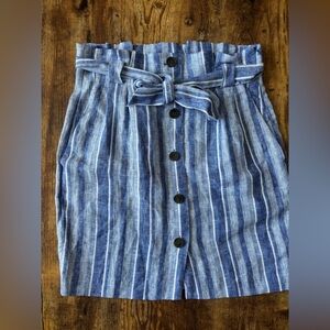 Blue Striped 95% linen skirt